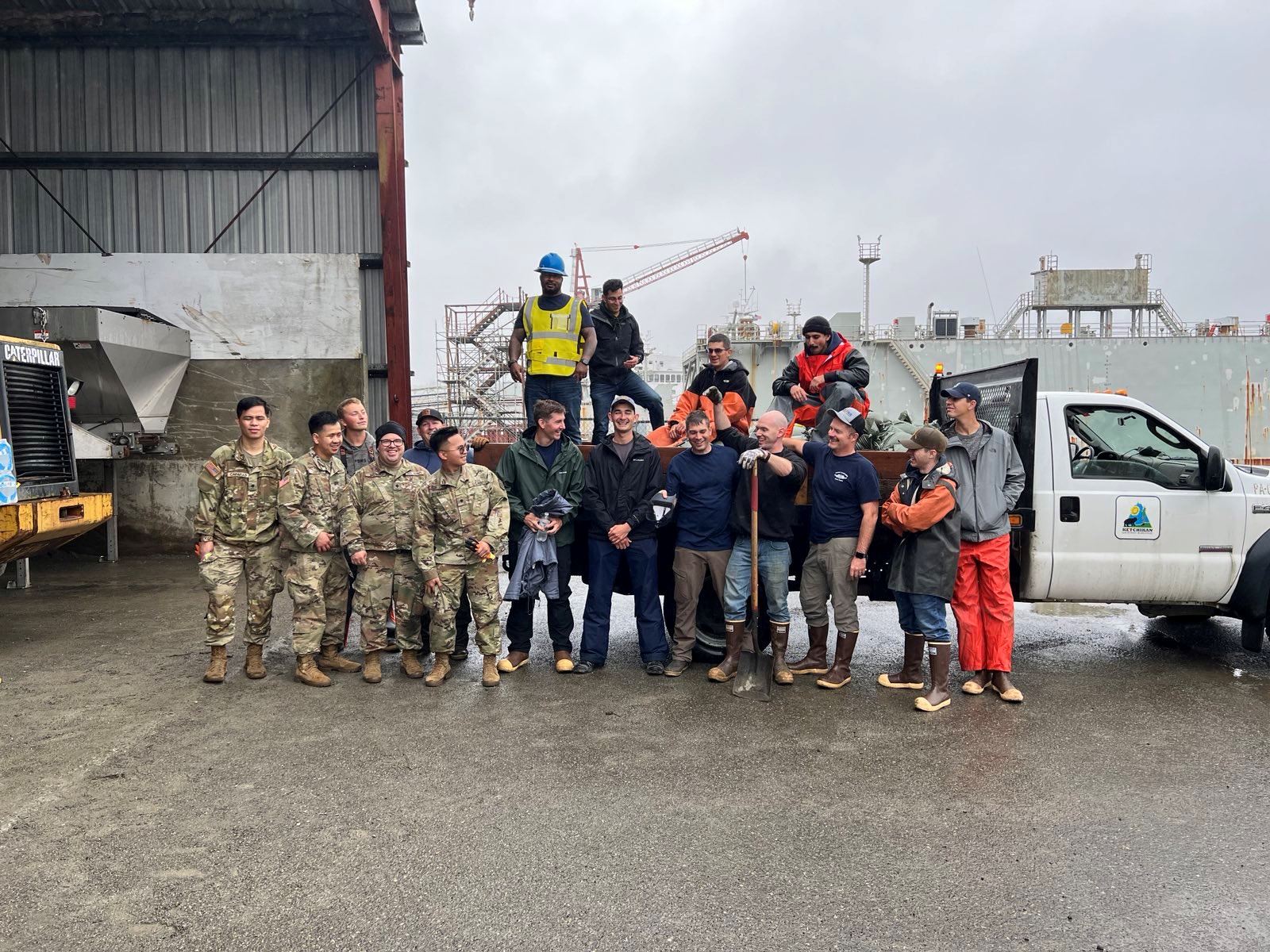 Sandbagging to divert the flow of water