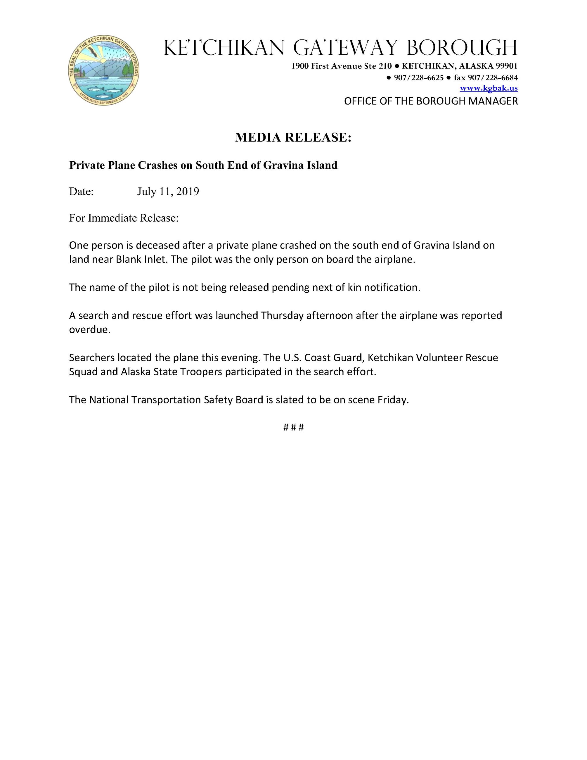 07.11.19 Borough Media Release